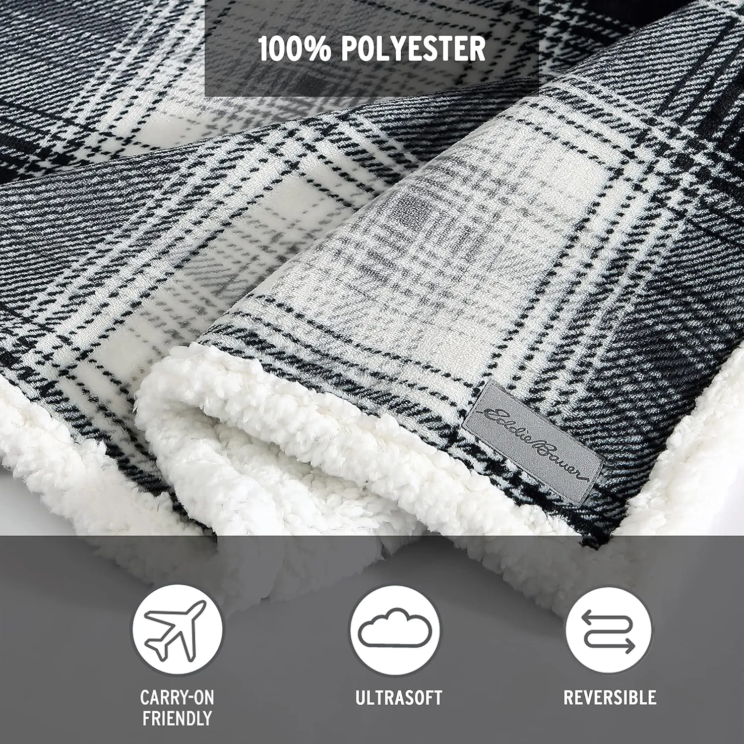 Eddie Bauer- Twin Blanket, Ultra Soft & Cozy Plush Home Décor, All Season Bedding (Vail Plaid Grey, Twin)