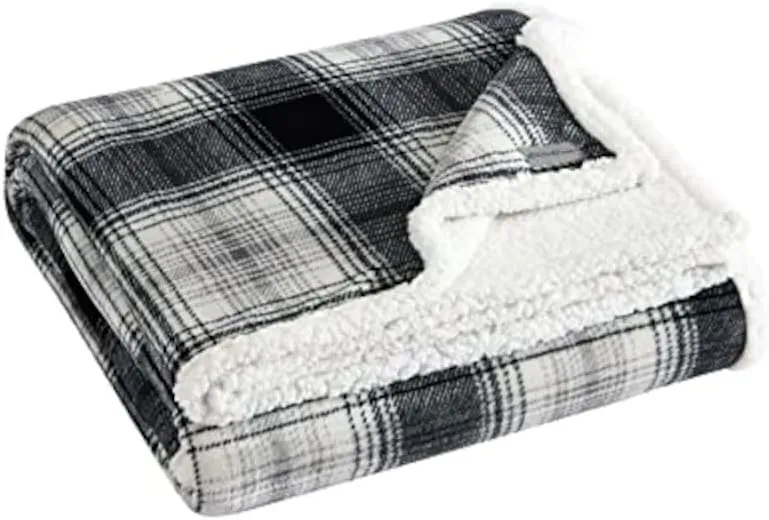 Eddie Bauer- Twin Blanket, Ultra Soft & Cozy Plush Home Décor, All Season Bedding (Vail Plaid Grey, Twin)