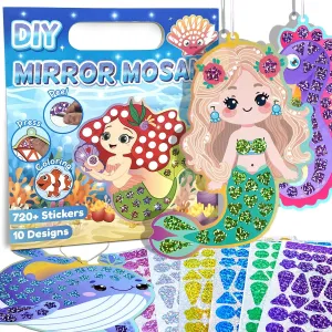 EDSPORTSHOUSE Mosaic Foil Stickers Craft Kits for Kids -Mermaid & Ocean,DIY Party Favors Craft Activity,Travel Toys,Easter Basket Stuffers,Birthday Gifts for Girls Boys Ages 3,4,5,6,7,8