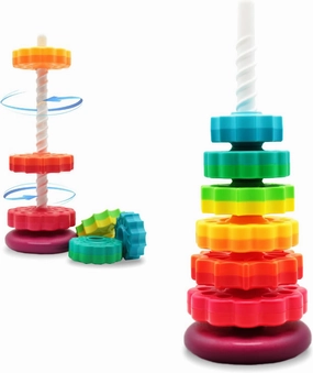 Educational Spinning Stacking Toys, Rainbow Stacking Rings Baby Toy, Montessori Sensory Learning Toy for Girls and Boys Toddlers Toys for 1-3 Year Old
