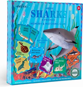 eeBoo: Memory & Matching Game: Shiny Sharks & Friends - 24 Matching Pairs, Educational Preschool Game, Kids Ages 3 , 1-4 Players