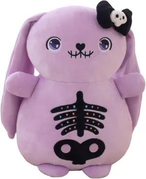 ELAINREN Purple Skeleton Bunny Plush Toy Gothic Rabbit Plushie Pillow Ultra-Soft Stuffed Creepy Rabbit with Long Ears/11.8''