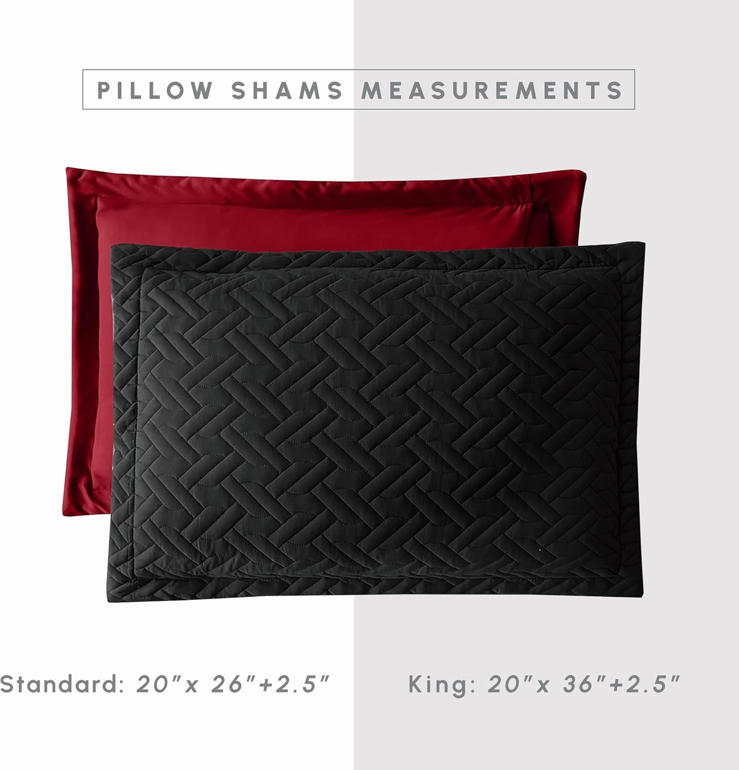 Elegant Comfort 3-Piece Quilted Reversible Bedspread Coverlet Set with Pillow Shams, Exquisite Majestic Stitching All Season Heavy Weight - Ultra Soft Premium Quilt- Queen, Black/Burgundy
