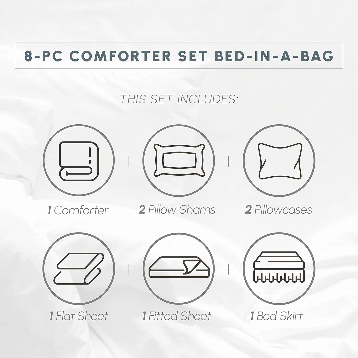 Elegant Comfort 8-Piece Pinch Pleated Comforter Set - All Season Complete Bed in a Bag, Includes 4pc Smart Sheet Set, Bed Skirt, Comforter, Matching Pillowcases and Shams, Twin/Twin XL, Sky Blue