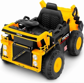 ELEMARA Ride on Dump Truck with Dump Bed, Shovel, 12V Ride on Toy for Kids, Ride On Car w/Remote, Bluetooth, Music, LED Light, Battery Powered Construction Vehicles, Kids Electric Car-Dark Black