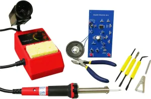 Elenco Deluxe Learn to Solder Kit | Fully Adjustable Soldering Station | Temperature Range: 350°-900°F | SL-75T2 Wedge Tip | ST-1 Side cutters | SE-1 Solder Ease Kit | SP-1A Solder Practice Kit