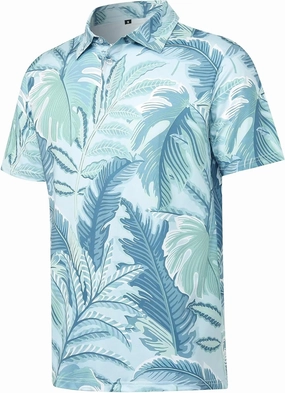 ELETOP Men's Golf Polo Shirts Short Sleeve Moisture Wicking Hawaiian Tropical Polos Performance Golf Shirts for Men Dry Fit