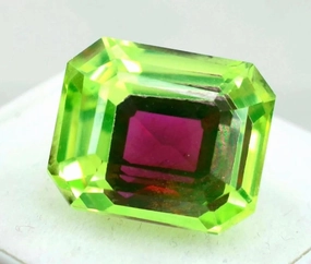 Emerald Cut Bi-Color FL Pitambari Sapphire 9.28 Ct AAA Loose Gemstone for jewelry making