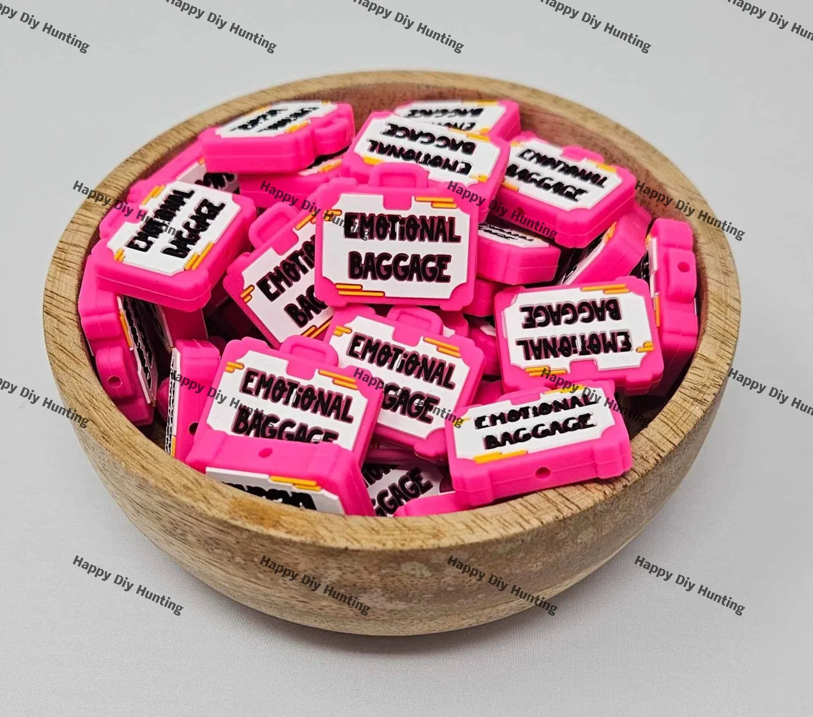 Emotional Baggage Silicone Focal Beads, Quote Focal Beads