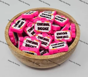 Emotional Baggage Silicone Focal Beads, Quote Focal Beads
