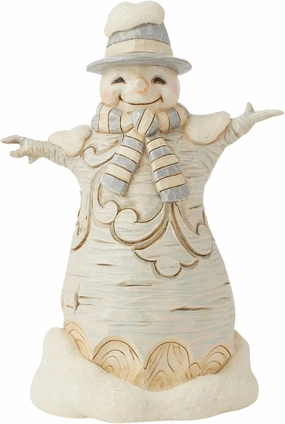 Enesco Jim Shore Heartwood Creek White Woodland Snowman in Top Hat Figurine- Resin Hand Painted Crafted Collectible Decorative Figurines Christmas Home Decor Sculpture Shelf Statue Gift, 5.5 Inch