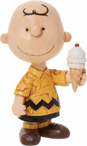 Enesco Peanuts by Jim Shore Charlie Brown with Ice Cream Miniature Figurine, 3.25 Inch, Multicolor