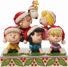 Enesco Peanuts by Jim Shore Holiday Pyramid Stacked with Friendship Figurine, 6.5 Inch, Multicolor