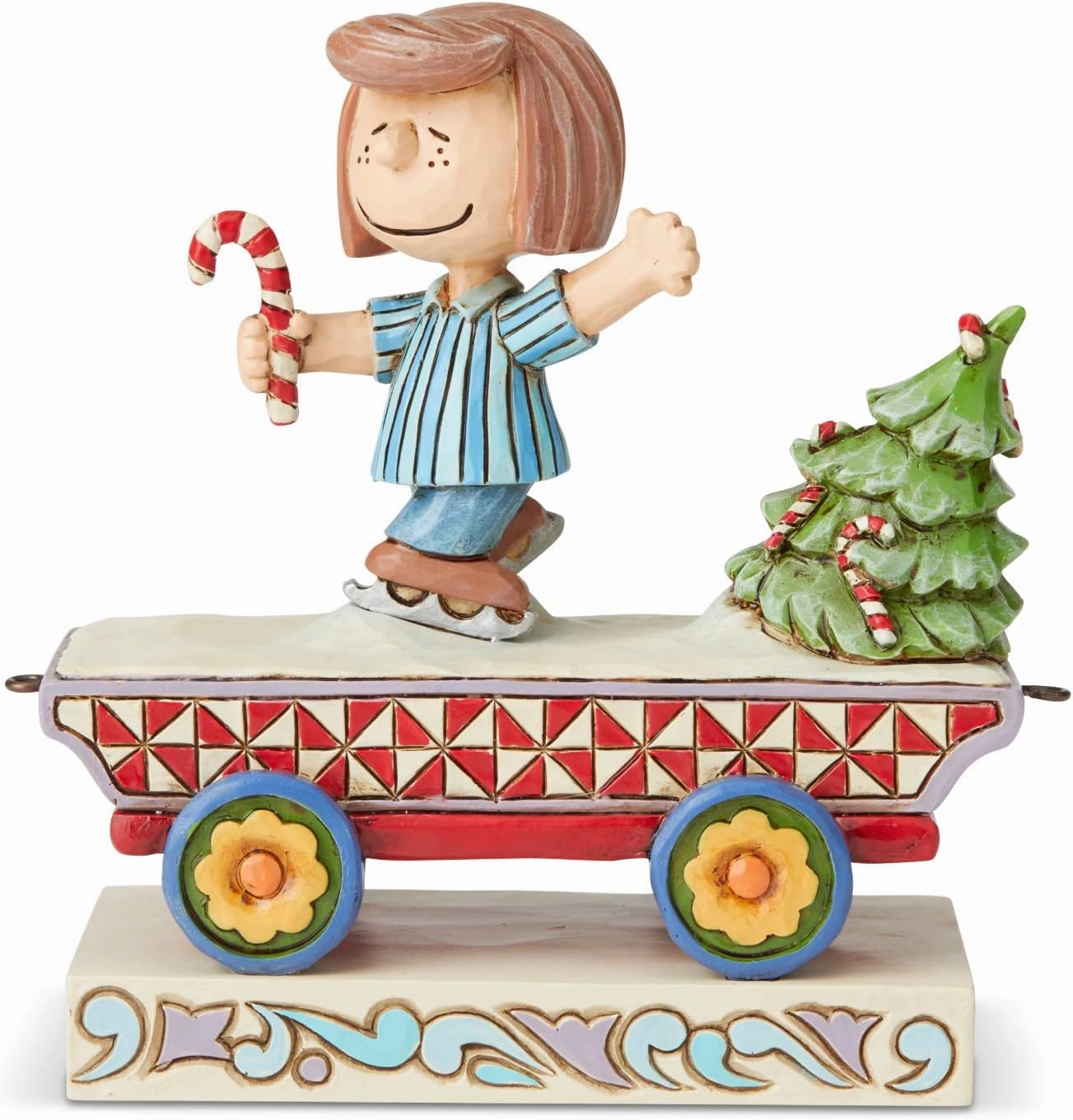 Enesco Peanuts by Jim Shore Peppermint Patty Train Car Figurine, 4.25 Inch, Multicolor