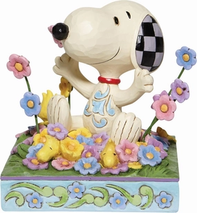 Enesco Peanuts by Jim Shore Snoopy in Flowers Figurine, 4.75 Inch, Multicolor
