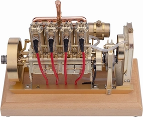 Engine Model Kit That Runs, Vertical Four-Cylinder OHV Tractor Engine Model with Mechanical Speed Limit and Complete Water Circulation Cooling System