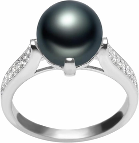Erica Black 8-9mm AAA Quality Freshwater 925 Sterling Silver Cultured Pearl Ring For Women