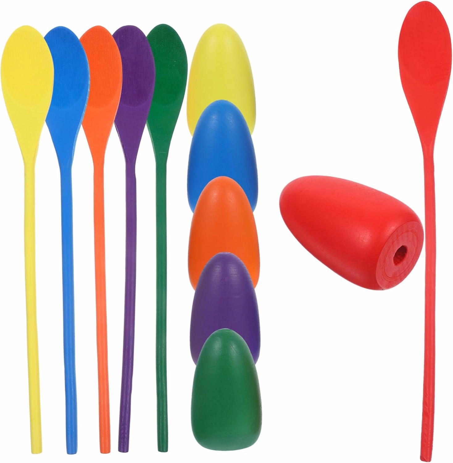 ERINGOGO Wooden Egg Tray Balancing and Girls Sensory Training Toy 6pcs Spoon Games for Boys and Girls Adults