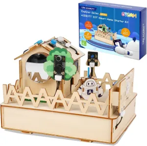 ESP32 Smart Home IoT Starter Kit Compatible with Arduino IDE, Electronics Home Auto Coding Kit, Wooden House Building Sensor Set, STEM Educational Set with Graphical Programming for Kids 12 
