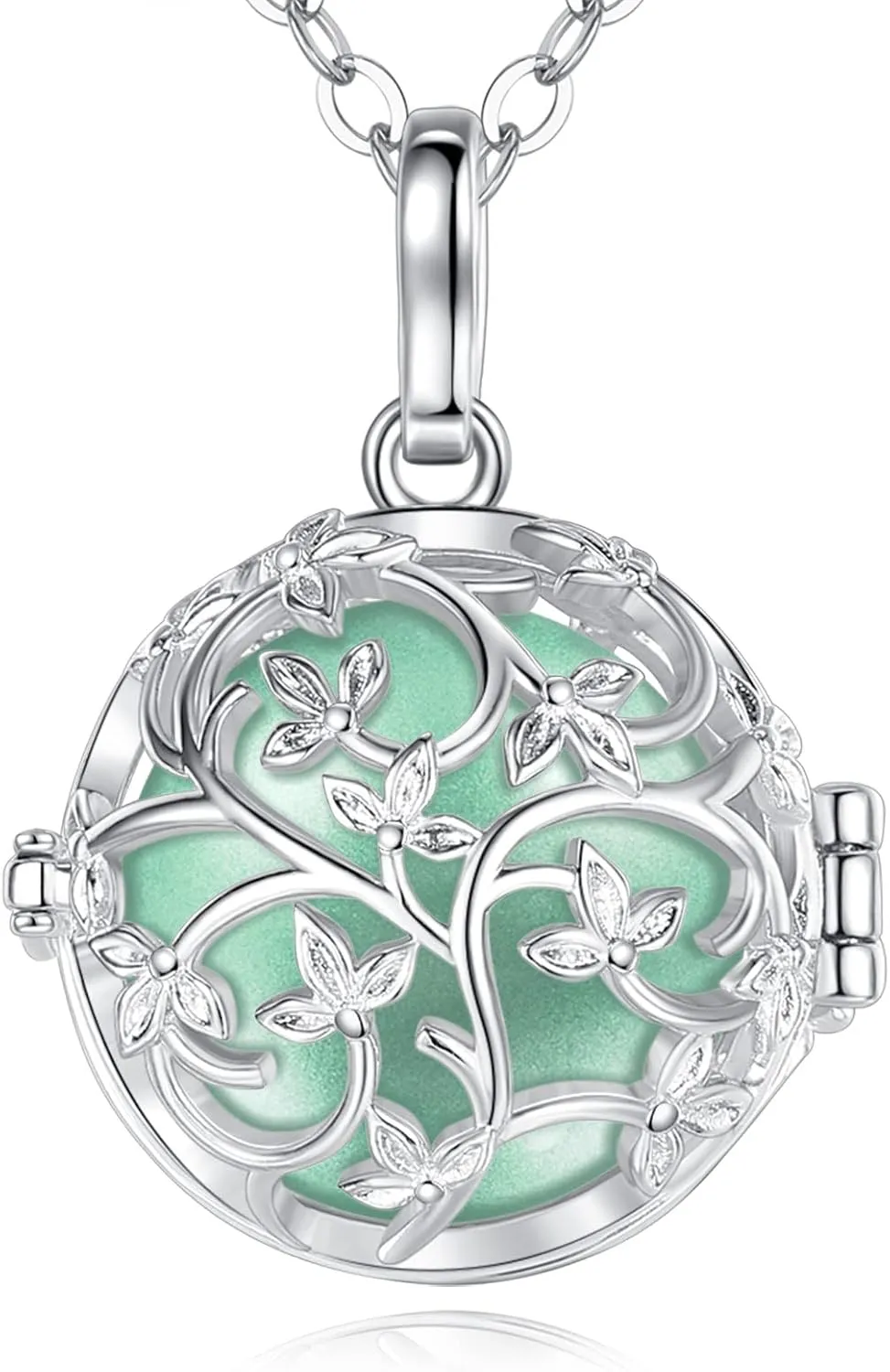 EUDORA Harmony Bola Tree of Life Angel Caller Pregnancy Women Necklace Guardian Angel Wishing Chime Mexico Ball Pendant for Future Mama Jewellry Gift for Women Mother Wife Sisters, 45inch   30inch
