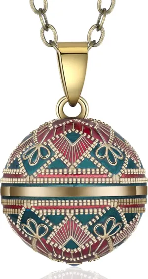 EUDORA Harmony Bola Vintage Angel Caller Pregnancy Women Necklace Guardian Angel Wishing Chime Ball Bola Pendant for Future Mama Jewellry Original Gift for Women Mother Wife Sisters, 45inch   30inch