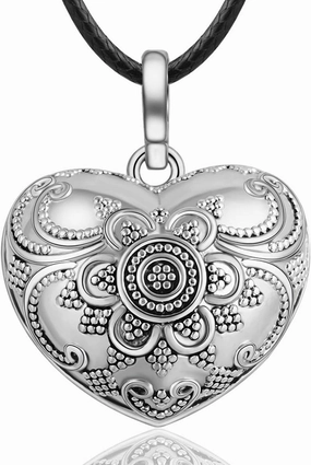 EUDORA Harmony Ball Necklace Pregnancy Chime Bola Pendant Angel Caller Jewelry, 45" & 30" Long Chain for Mother Pregnancy Women