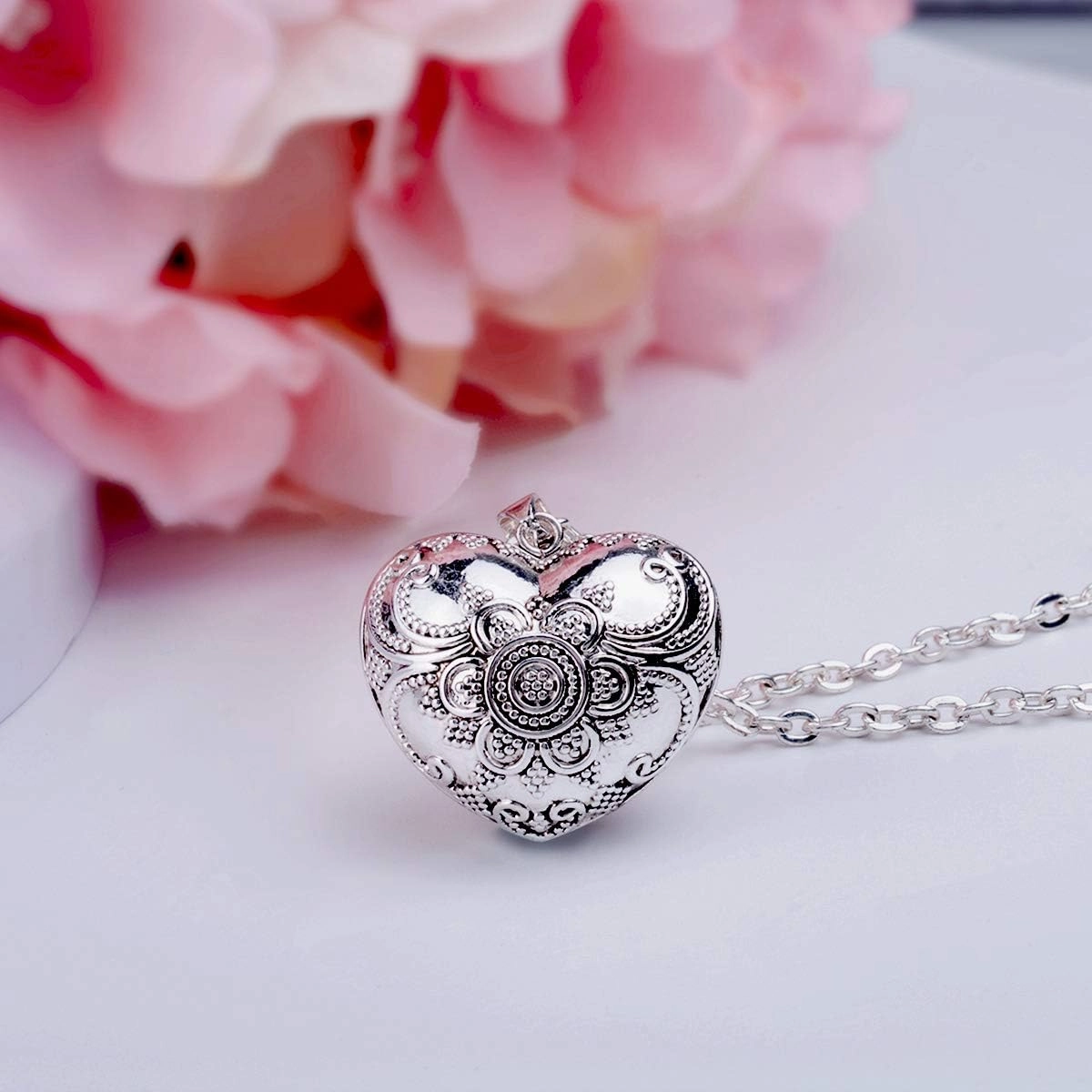 EUDORA Harmony Ball Necklace Pregnancy Chime Bola Pendant Angel Caller Jewelry, 45" & 30" Long Chain for Mother Pregnancy Women