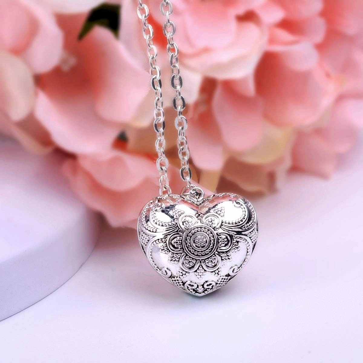 EUDORA Harmony Ball Necklace Pregnancy Chime Bola Pendant Angel Caller Jewelry, 45" & 30" Long Chain for Mother Pregnancy Women