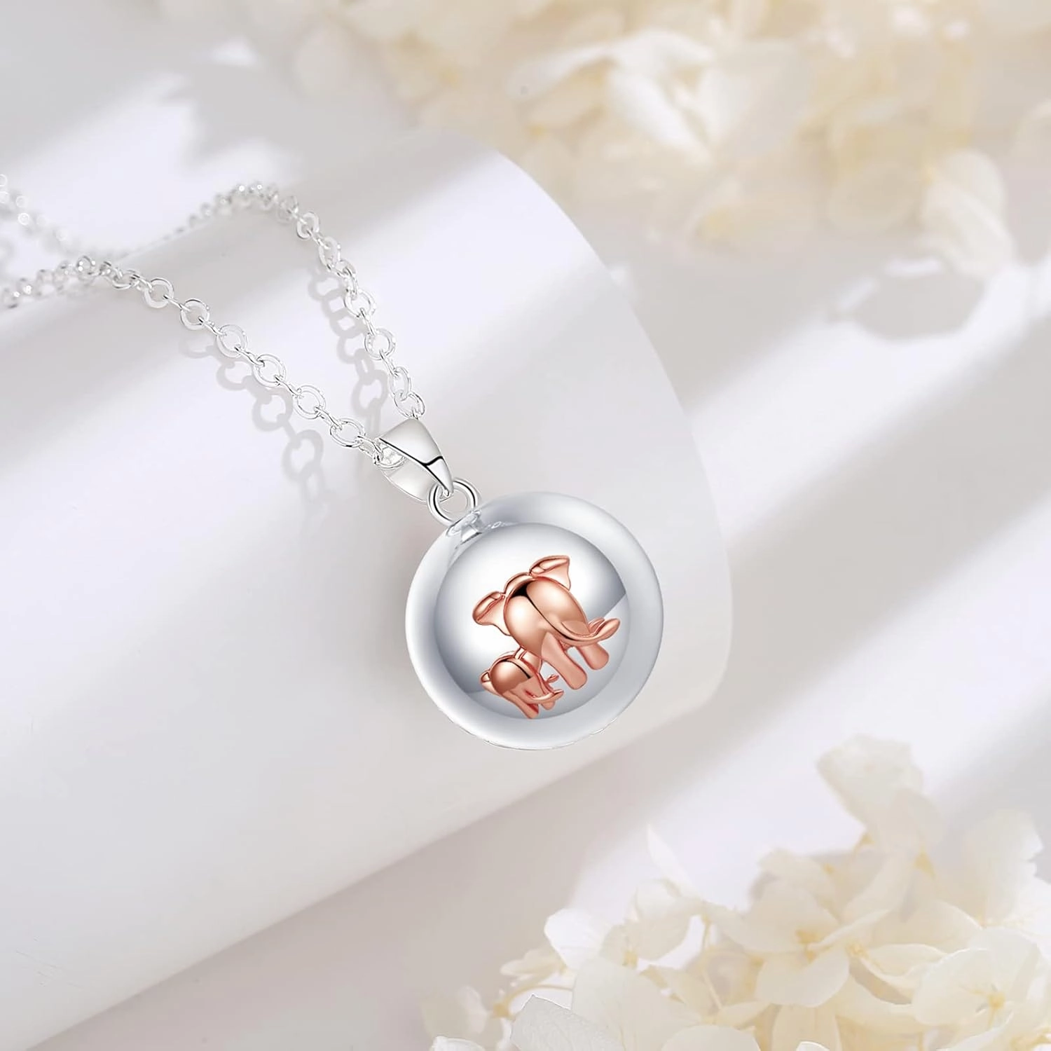 EUDORA Harmony Bola Angel Caller Pregnancy Women Necklace, Angel Wishing Chime Mexico Ball Pendant for Future Mama Jewellry Gifts for Pregnant Women Mother-to-be Wife Sisters, 45inch 30inch
