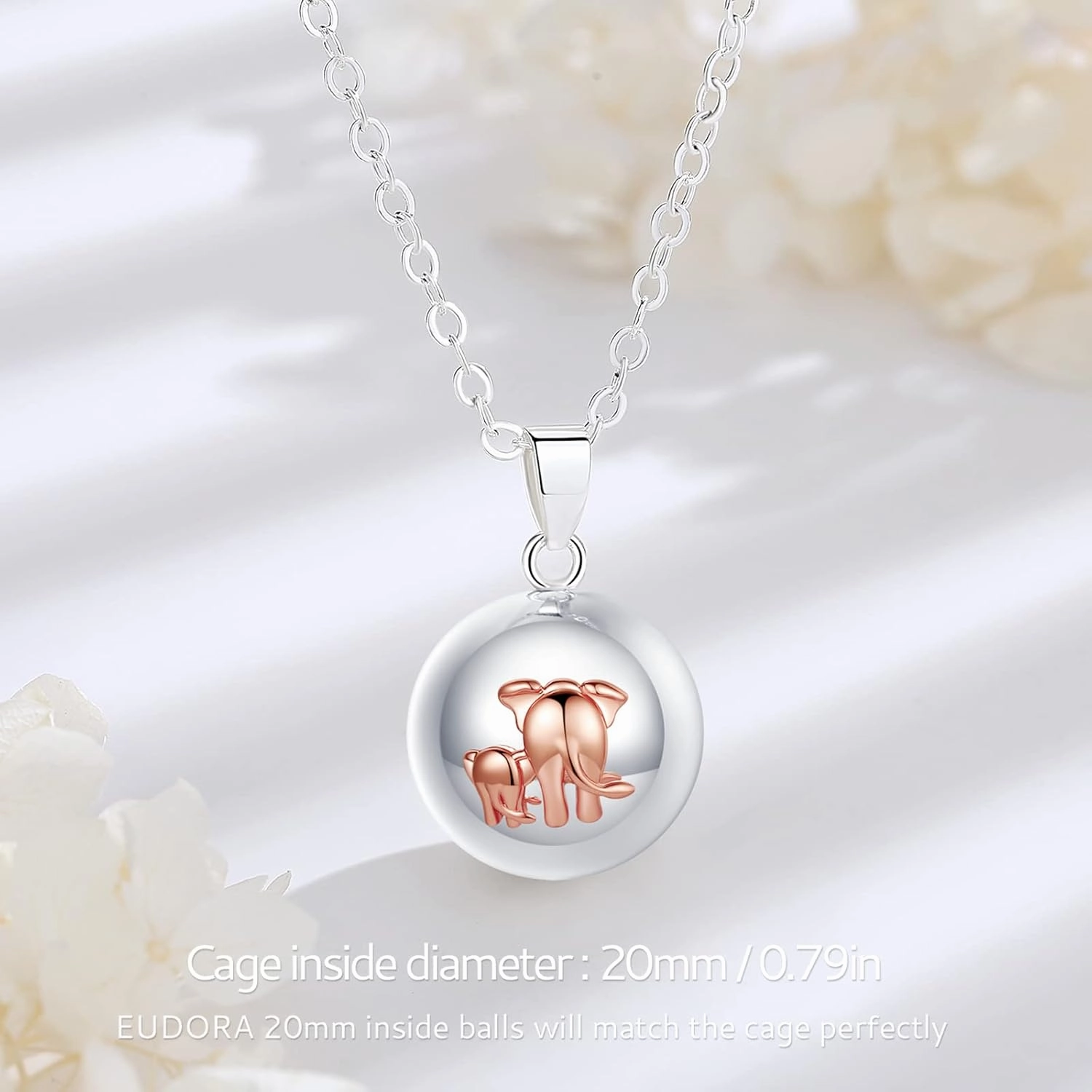 EUDORA Harmony Bola Angel Caller Pregnancy Women Necklace, Angel Wishing Chime Mexico Ball Pendant for Future Mama Jewellry Gifts for Pregnant Women Mother-to-be Wife Sisters, 45inch 30inch