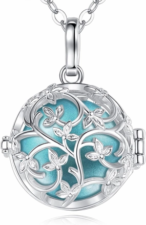 EUDORA Harmony Bola Tree of Life Angel Caller Pregnancy Women Necklace Guardian Angel Wishing Chime Mexico Ball Pendant for Future Mama Jewellry Gift for Women Mother Wife Sisters, 45inch   30inch