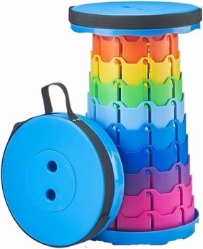 EVURU Tables and Chairs Portable Folding Telescopic Stool Lightweight Plastic Subway Queuing Chair and Outdoor Camping Fishing with Carry Bag Adjustable (Color : Colorful)
