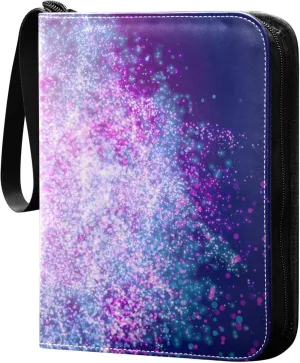 Exnundod Neon 3d Shiny Trading Card Binder for Cards, Abstract Colorful Card Album 4-Pockets for 400 Cards with Removable Sleeves PU Baseball Card Holder Football Sports Card Collection