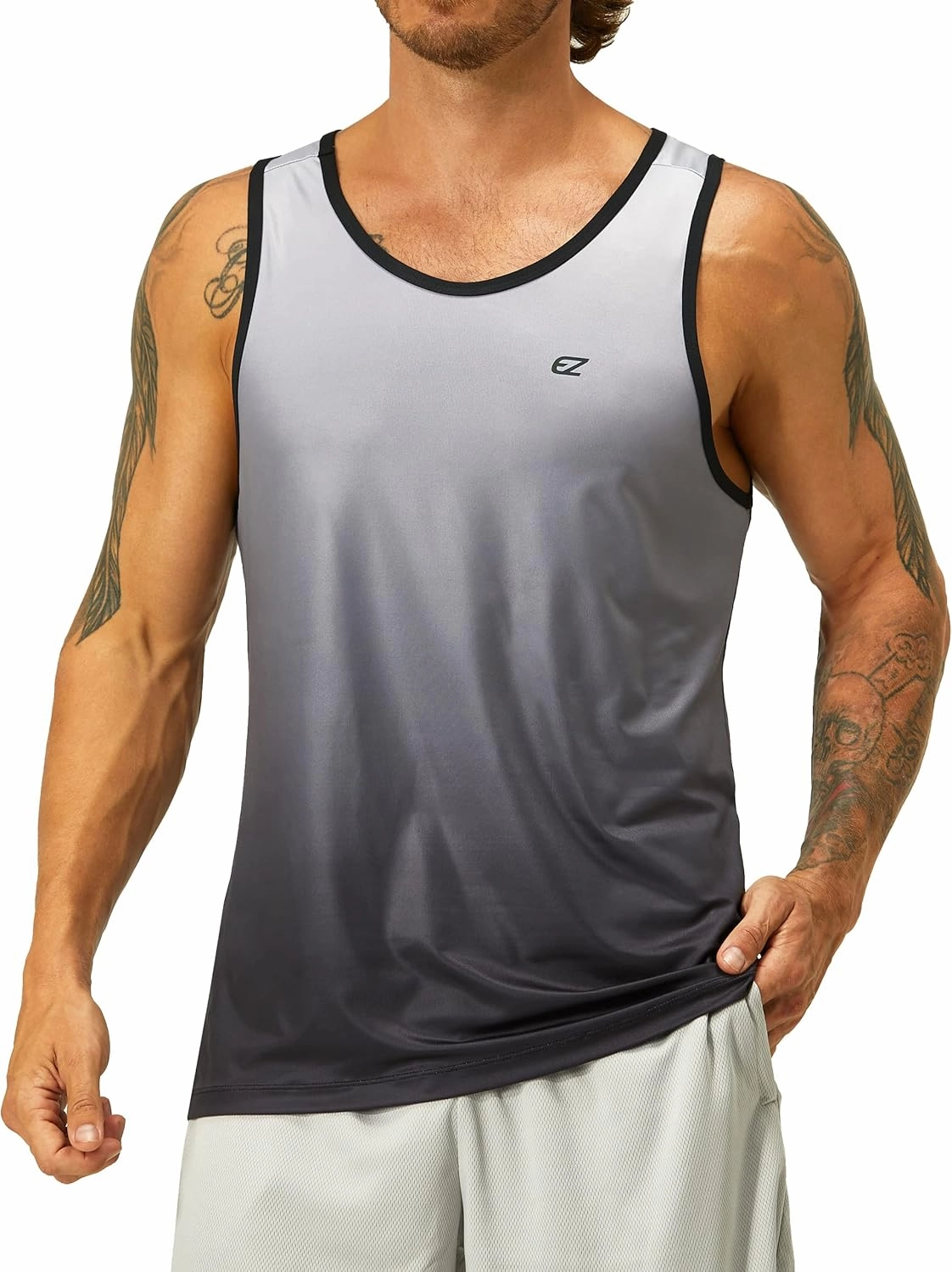 EZRUN Men's Tank Tops Quick Dry Workout Swim Beach Shirts Sleeveless Shirts for Bodybuilding Gym Fitness Training