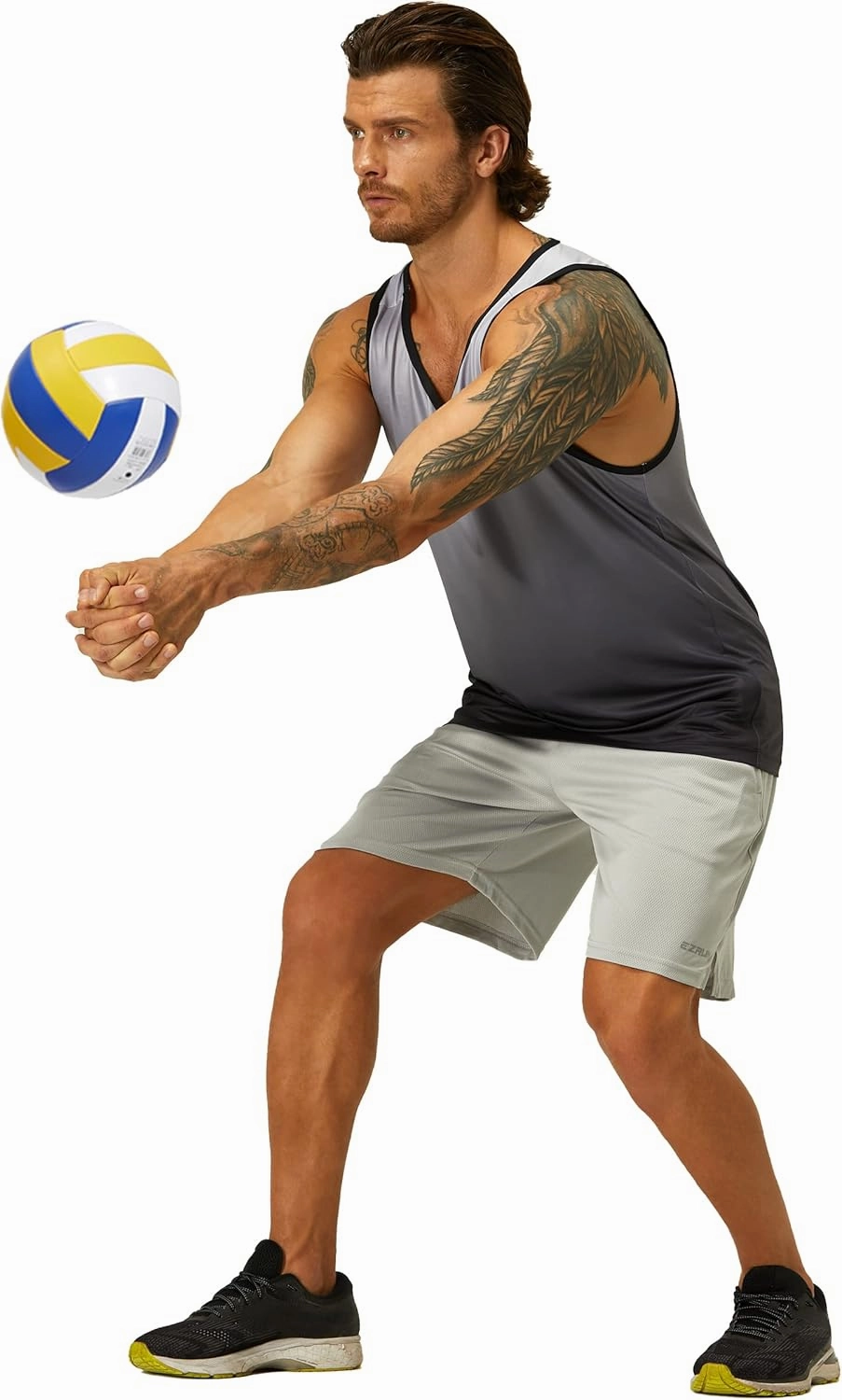 EZRUN Men's Tank Tops Quick Dry Workout Swim Beach Shirts Sleeveless Shirts for Bodybuilding Gym Fitness Training