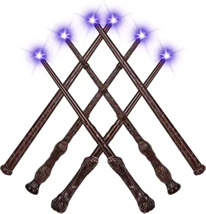 EZVYAO Light Up Magic Wand with Sound Wizard Witch Illuminating Toy Party Cosplay Accessory 6PCS, Mixed