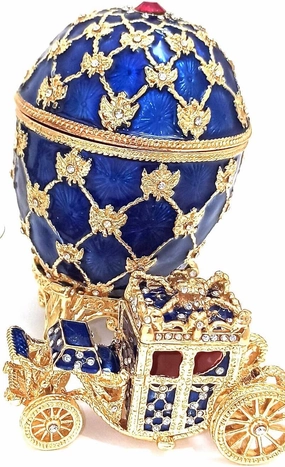 Faberge Ornament Set Queens Carriage 24k GOLD decor Sapphire Bracelet Something Blue For Wedding HANDMADE Jewellery box gift Handset 10ct Diamonds 4.75ct Ruby Gift women Home decor