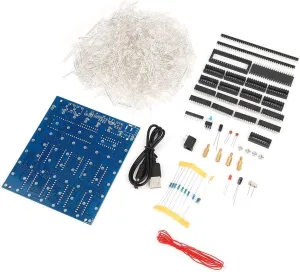Fafeicy 3D LED Light Squared Kit 8x8x8 Cube Blue Red DIY Gift Home Decoration Hand Made Spare Parts Included, Cube Design, Great Workmanship for Easy Assembly (Blue)