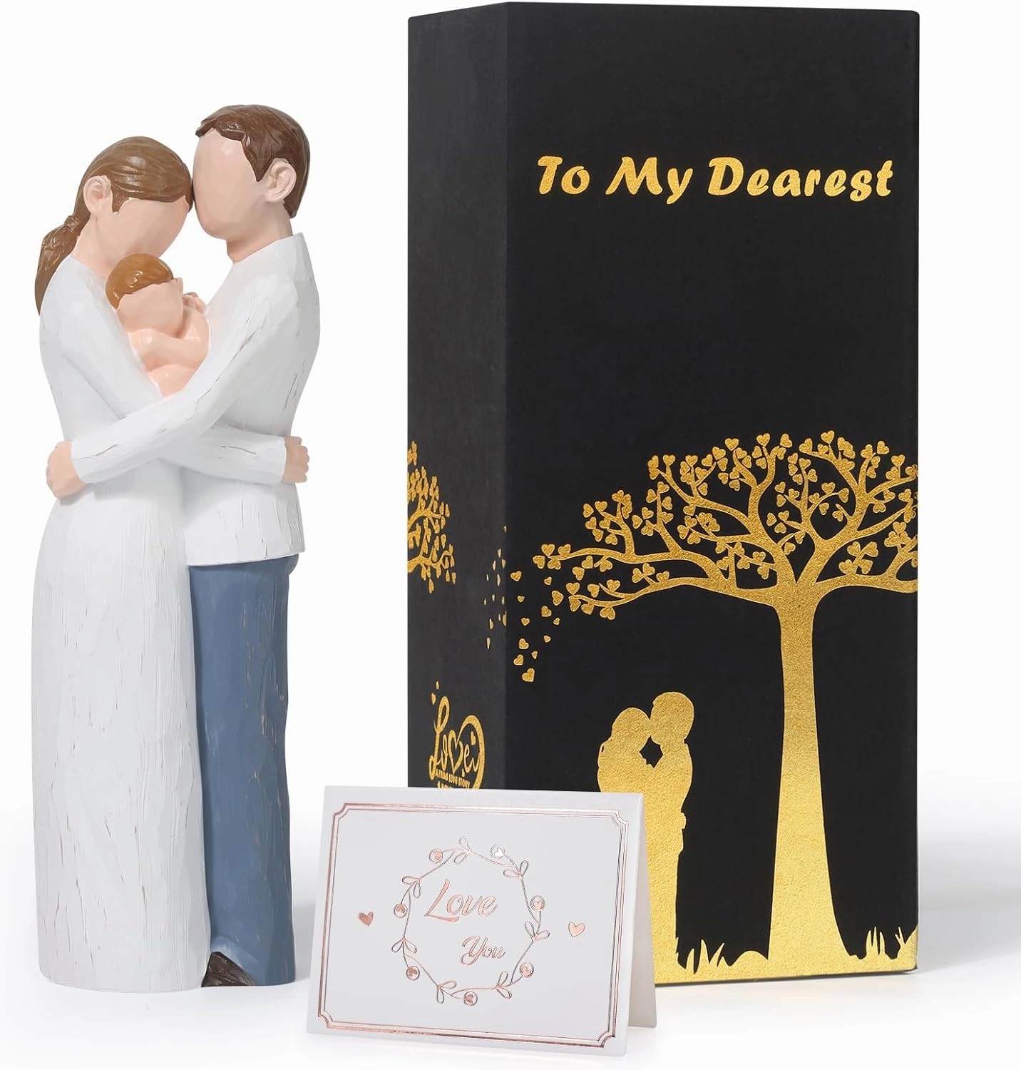 Family of 3 Figurines, Collectible Figurines, Mother Father Baby Sculpted Hand-Painted Statue, Figure Gifts for Birthdays, Anniversary, Thanksgiving and Christmas.