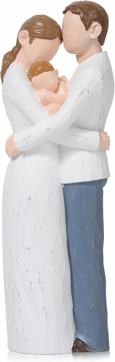 Family of 3 Figurines, Collectible Figurines, Mother Father Baby Sculpted Hand-Painted Statue, Figure Gifts for Birthdays, Anniversary, Thanksgiving and Christmas.
