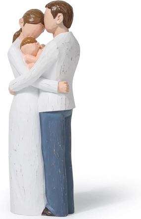 Family of 3 Figurines, Collectible Figurines, Mother Father Baby Sculpted Hand-Painted Statue, Figure Gifts for Birthdays, Anniversary, Thanksgiving and Christmas.