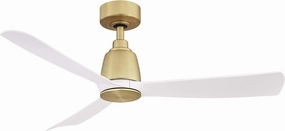 Fanimation Kute Indoor/Outdoor Ceiling Fan with Mate White Blades 44 inch - Brushed Satin Brass