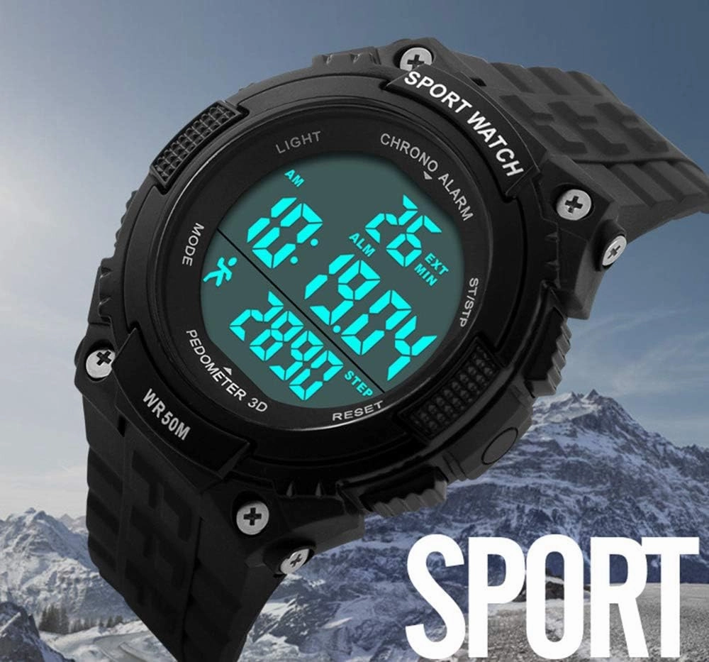 FANMIS Unisex Pedometer Watches Military Multifunctional 50M Waterproof Digital Outdoor Sports Watch
