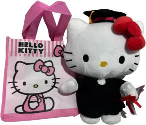 Fast Forward Hello Kitty Graduation Plush – 10.5 Inch Stuffed Toy with Cap & Gown – Soft Collectible Gift for Graduates – Official Sanrio Character Plushie & Mini Tote Bag