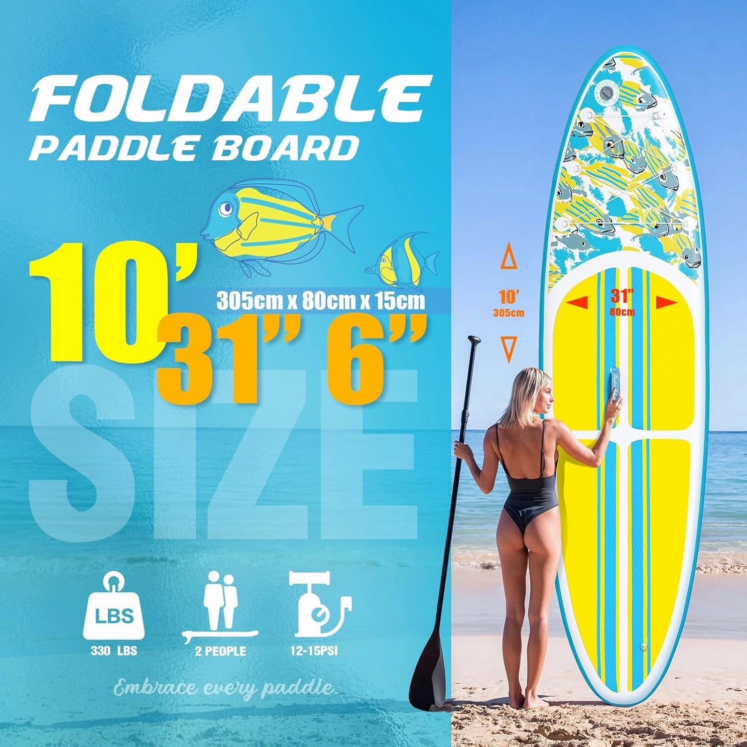 FEATH-R-LITE Inflatable Paddle Board Stand Up Paddleboards for Adults SUP with Premium Accessories Pump, Adjustable Paddle, Leash, Three Fins, Backpack