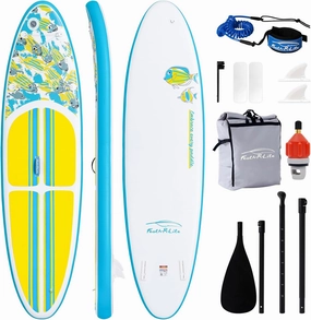 FEATH-R-LITE Inflatable Paddle Board Stand Up Paddleboards for Adults SUP with Premium Accessories Pump, Adjustable Paddle, Leash, Three Fins, Backpack
