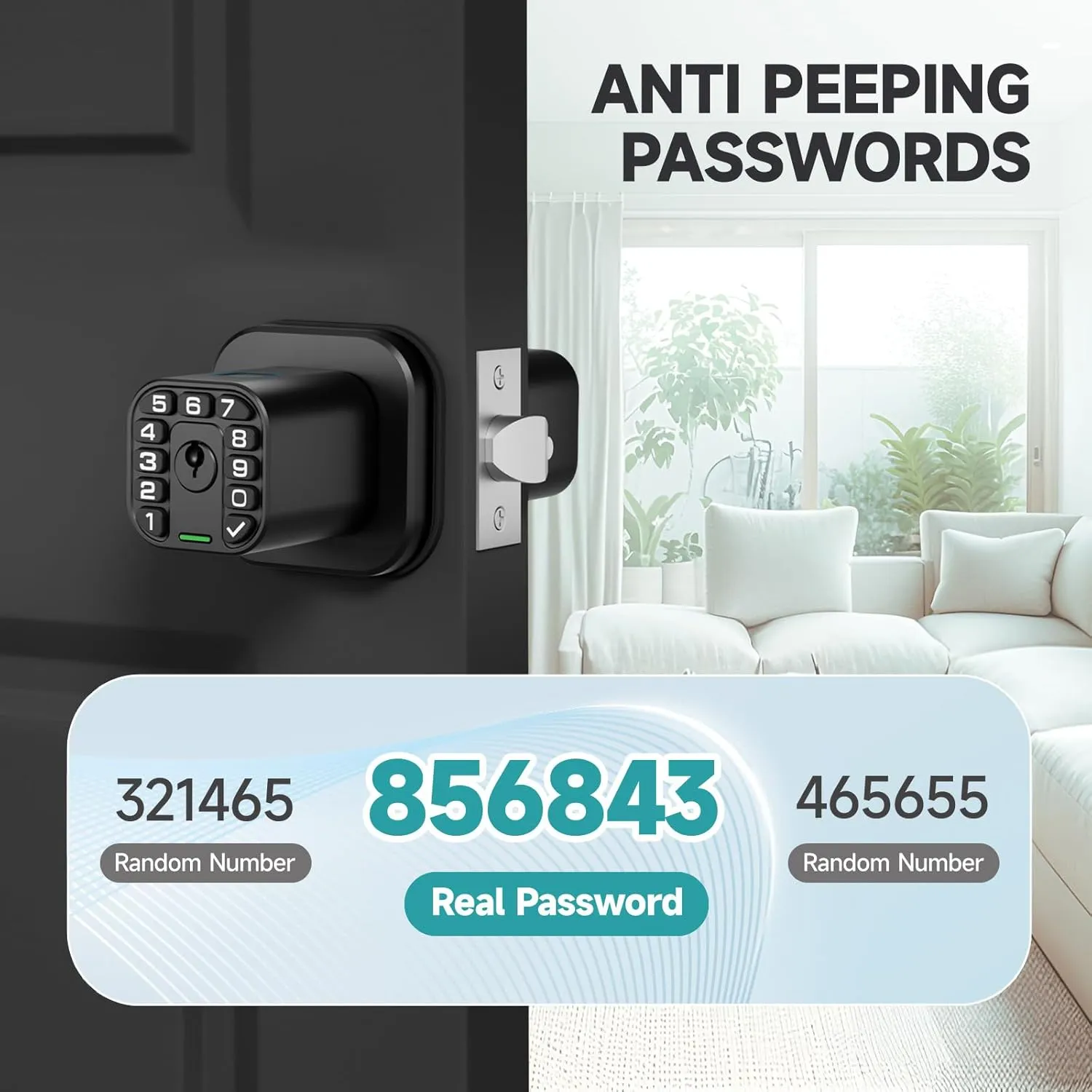 Fingerprint Door knob, Smart Biometric Door Lock with Keypad, Keyless Entry Code Door Knob, Waterproof & Weatherproof, Auto Lock,Voice Navigation, for Bedroom, Gate,Office -Matte Black