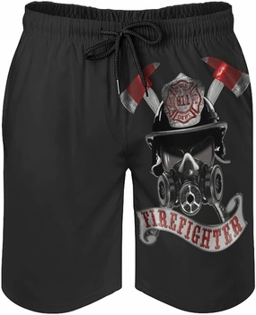 Firefighter First in Last Out Men's Summer Quick Dry Swim Trunks Casual Board Shorts Beachwear for Boys Men