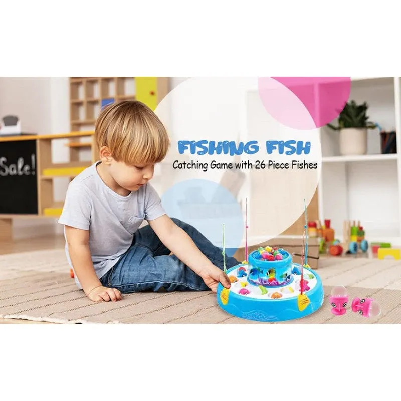 Fish Catching Game with 26 Fishes and 4 Pods with Music and Lights (Assorted Colour)
