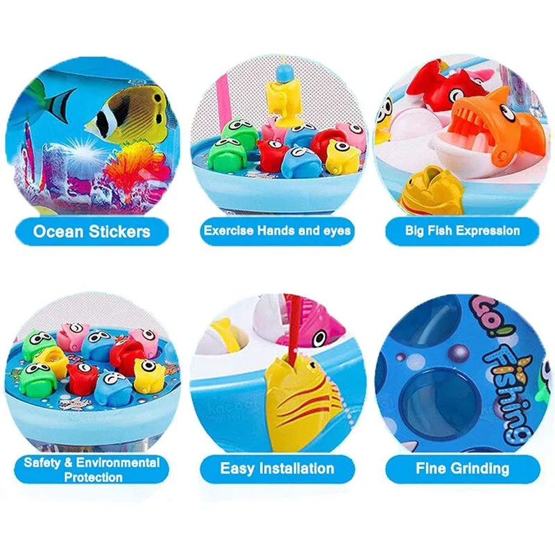 Fish Catching Game with 26 Fishes and 4 Pods with Music and Lights (Assorted Colour)